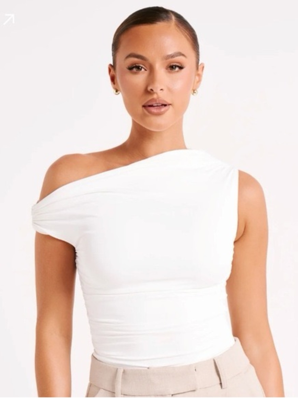 Meshki Alayna Recycled Nylon Ruched Top in White